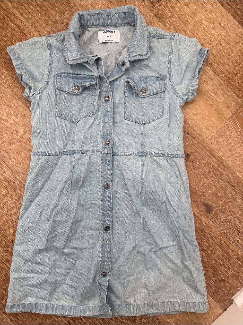 Old Navy Light Denim Blue Button-Front Shirt Dress for Kids Size L (10-12)